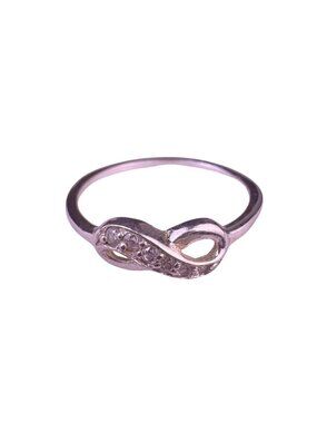 Silver Tone Womens 925 Infinity Knot Ring Thailand Engraving Symbolic Style Sz 7